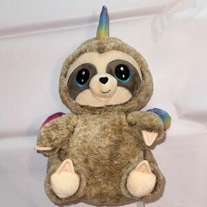 Plush Sloth with Rainbow Horn